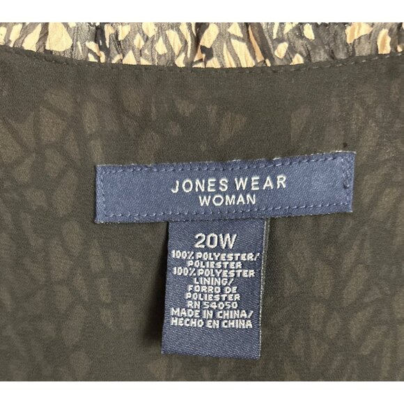 Jones Wear Woman Black & Beige Button-Front Blouse Size 20W - Picture 2 of 6